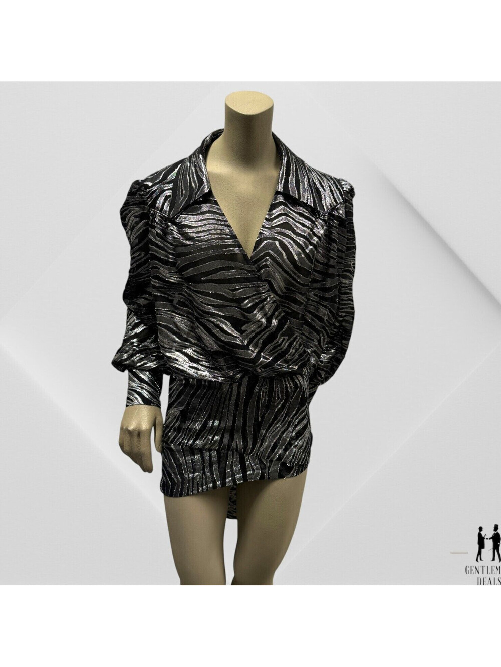 Dundas Island Studios 42 EU 8 US Silk Dundas Zebra print minidress Wrap Top